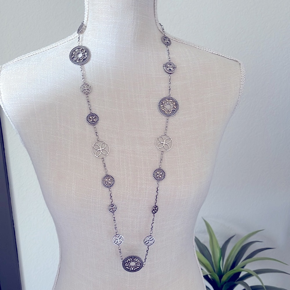 Authentic John Hardy Kawung Long Chain Circle Station  Sterling Silver R…
